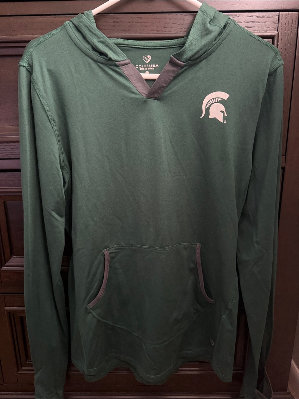 Colosseum Michigan State Green Hooded Long-Sleeve Pullover with Spartan Logo